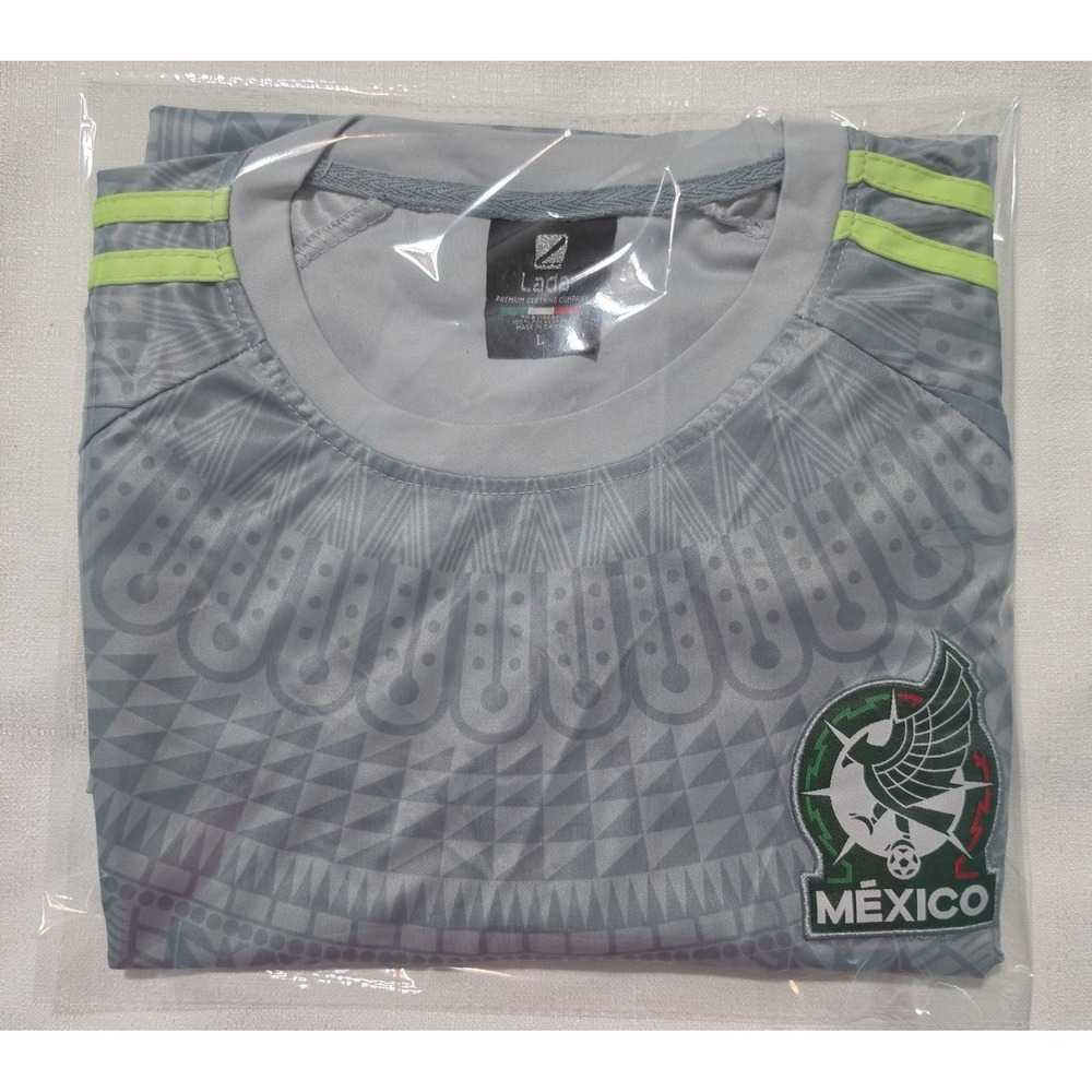 Mexico Futbol Soccer Jersey, Gray and Neon Aztec Print, Size L. Lada - Picture 7 of 7